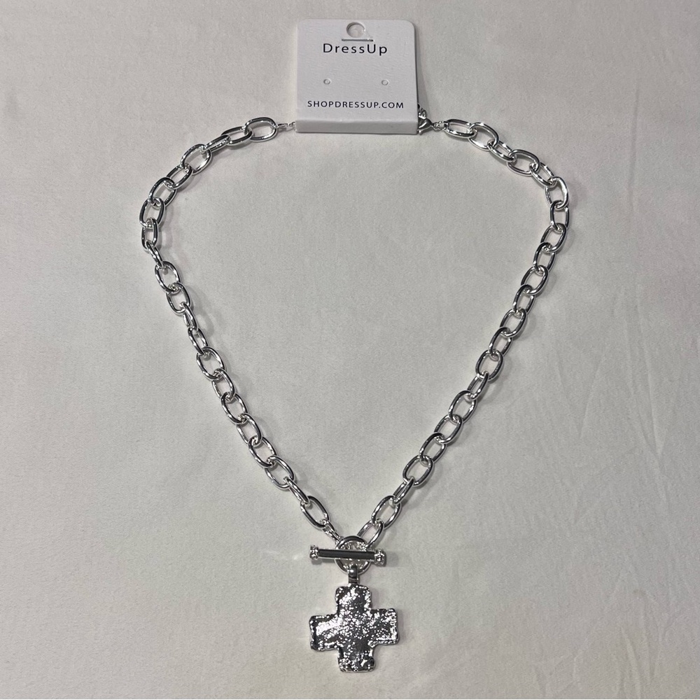 Silver Chain Necklace with Cross Pendant